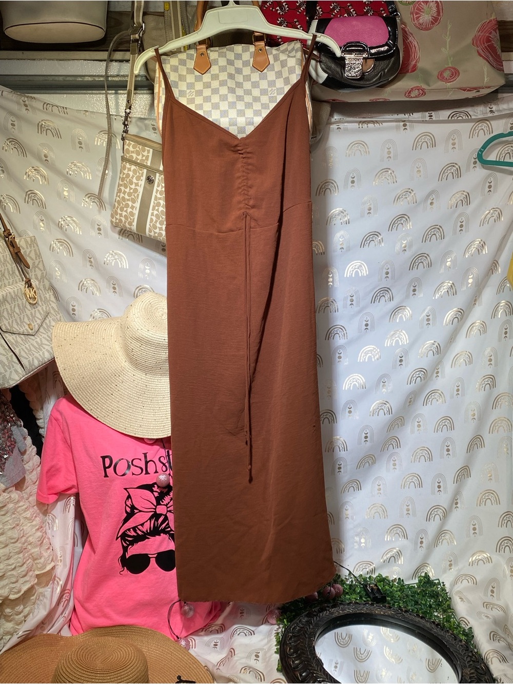 See You Monday Rust Brown Maxi Slip Dress